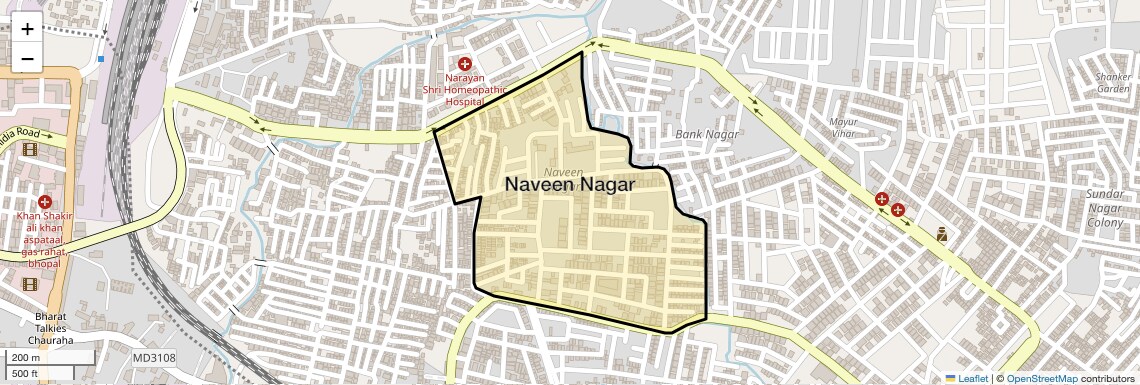 Location Map of Naveen Nagar, Bhopal