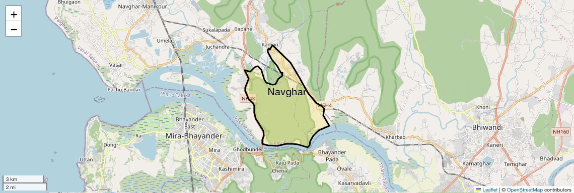 Location Map of Navghar, Palghar