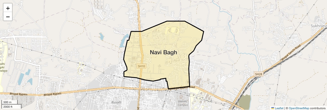 Location Map of Navi Bagh, Bhopal