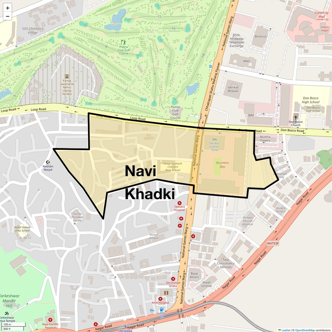 Location Map of Navi Khadki, Pune