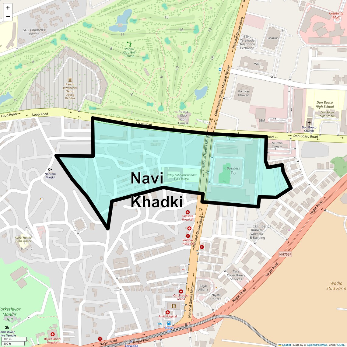 Location Map of Navi Khadki, Pune