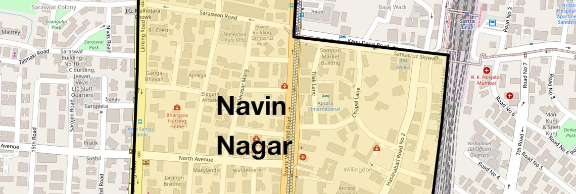 Location Map of Navin Nagar, Mumbai