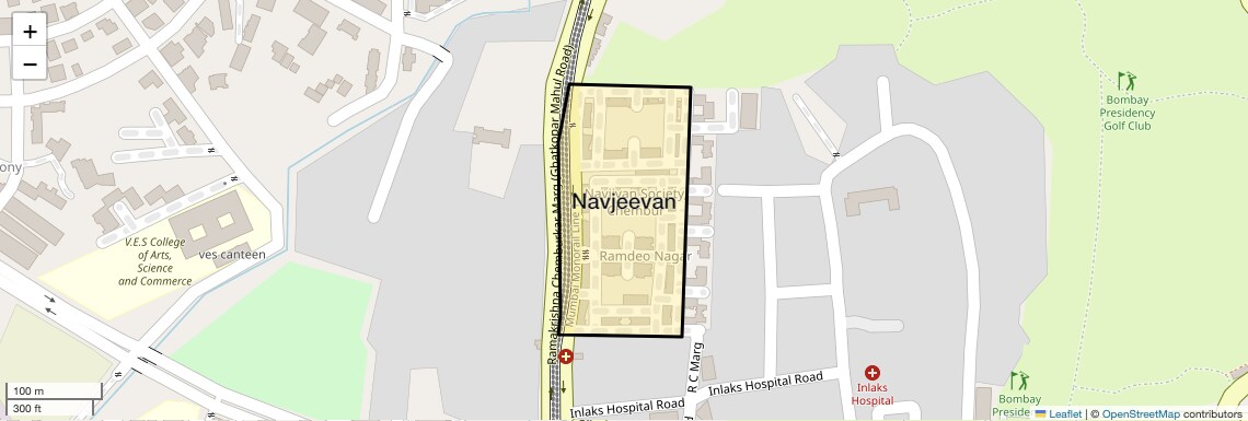 Location Map of Navjeevan, Mumbai