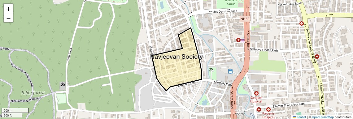 Location Map of Navjeevan Society, Pune