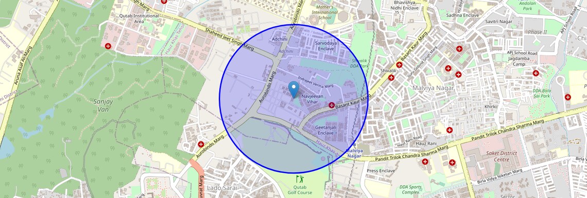 Location Map of Navjeevan Vihar, Delhi