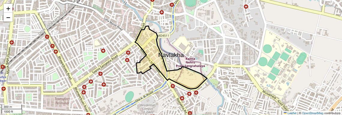 Location Map of Navlakha, Indore