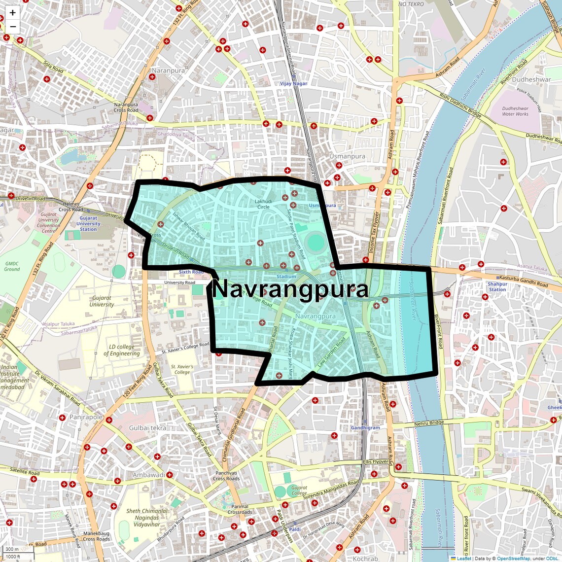 Location Map of Navrangpura, Ahmedabad
