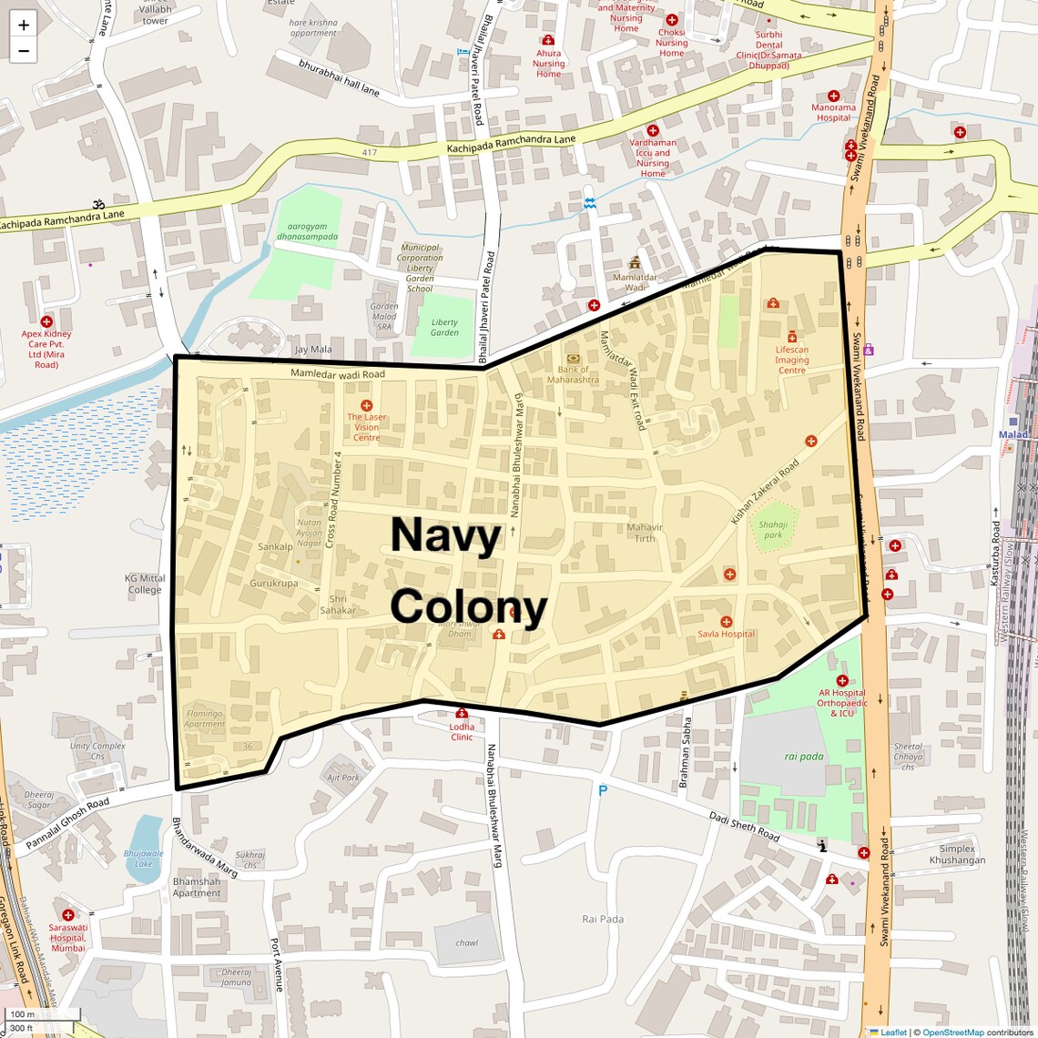 Location Map of Navy Colony, Mumbai