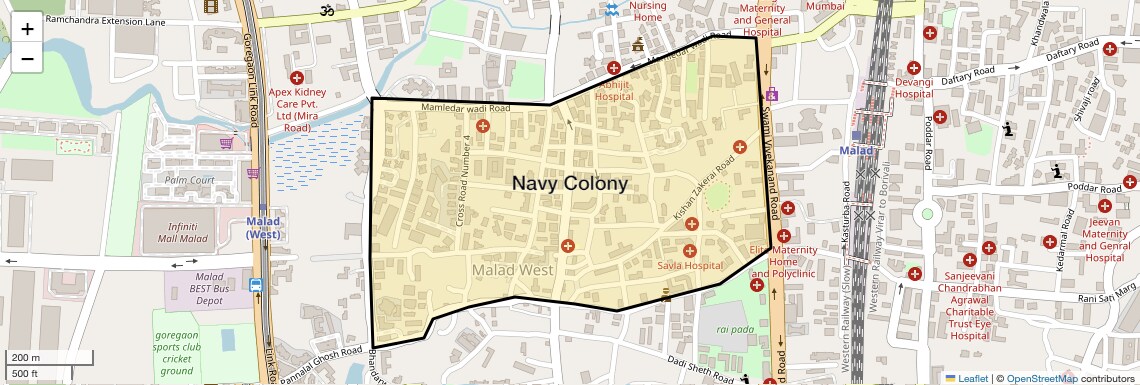 Location Map of Navy Colony, Mumbai