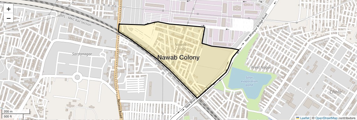 Location Map of Nawab Colony, Bhopal