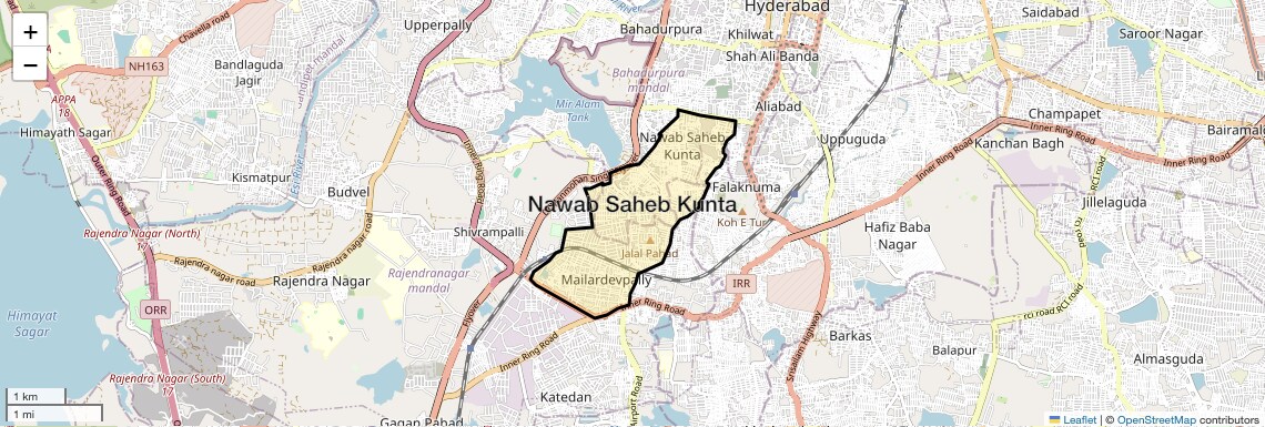 Location Map of Nawab Saheb Kunta, Hyderabad