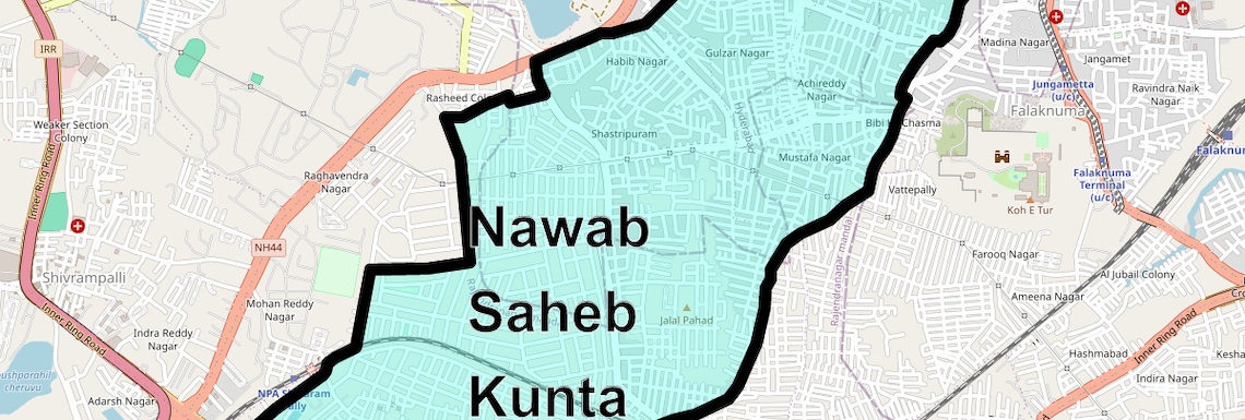 Location Map of Nawab Saheb Kunta, Hyderabad