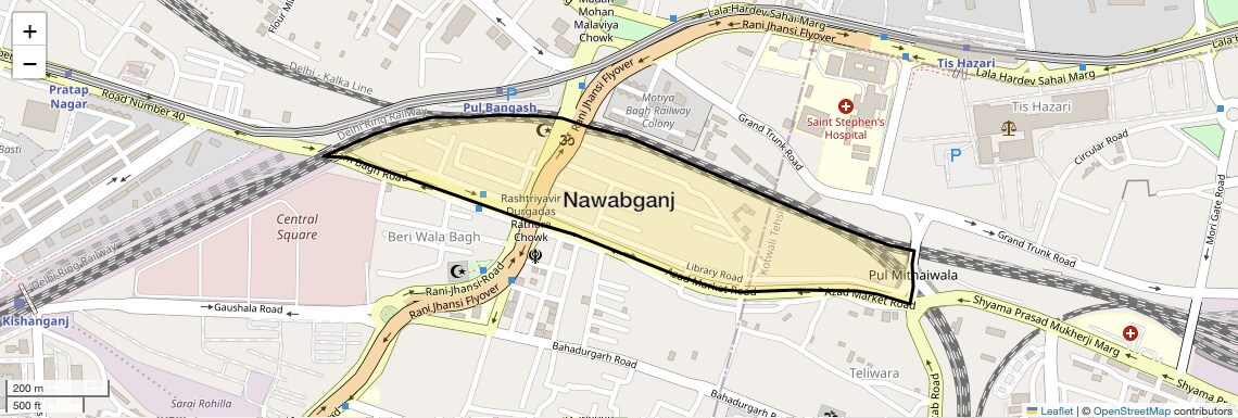 Location Map of Nawabganj, Delhi