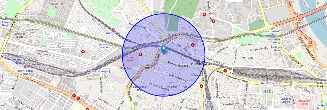 Location Map of Nawabganj, Delhi