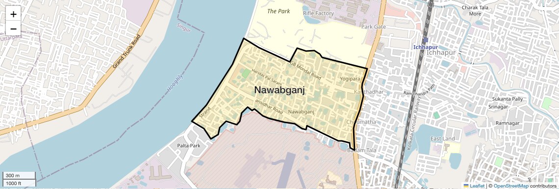Location Map of Nawabganj, Kolkata