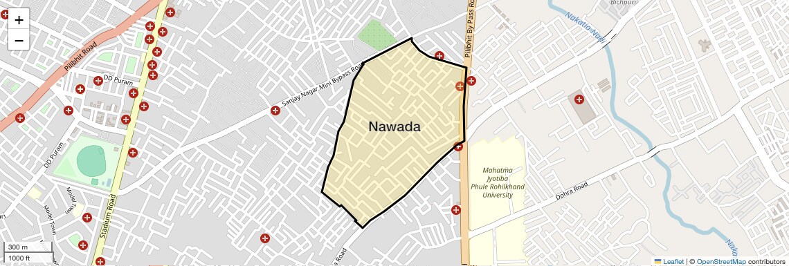 Location Map of Nawada, Bareilly