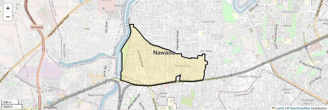 Location Map of Nawada, Delhi