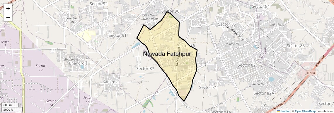 Location Map of Nawada Fatehpur, Gurgaon