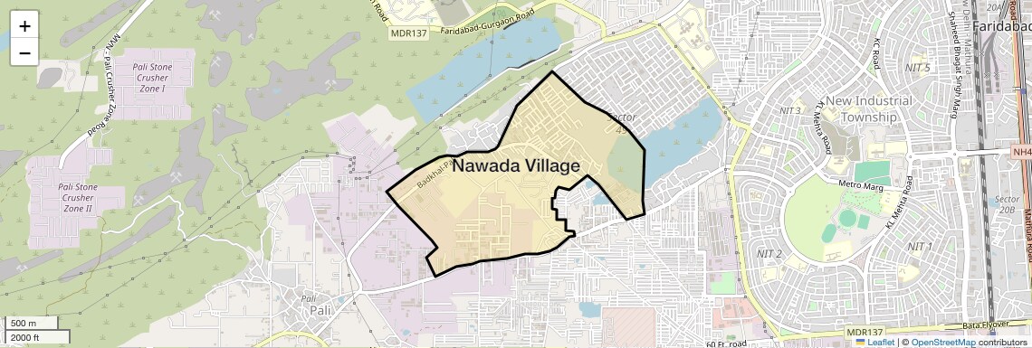 Location Map of Nawada Village, Faridabad
