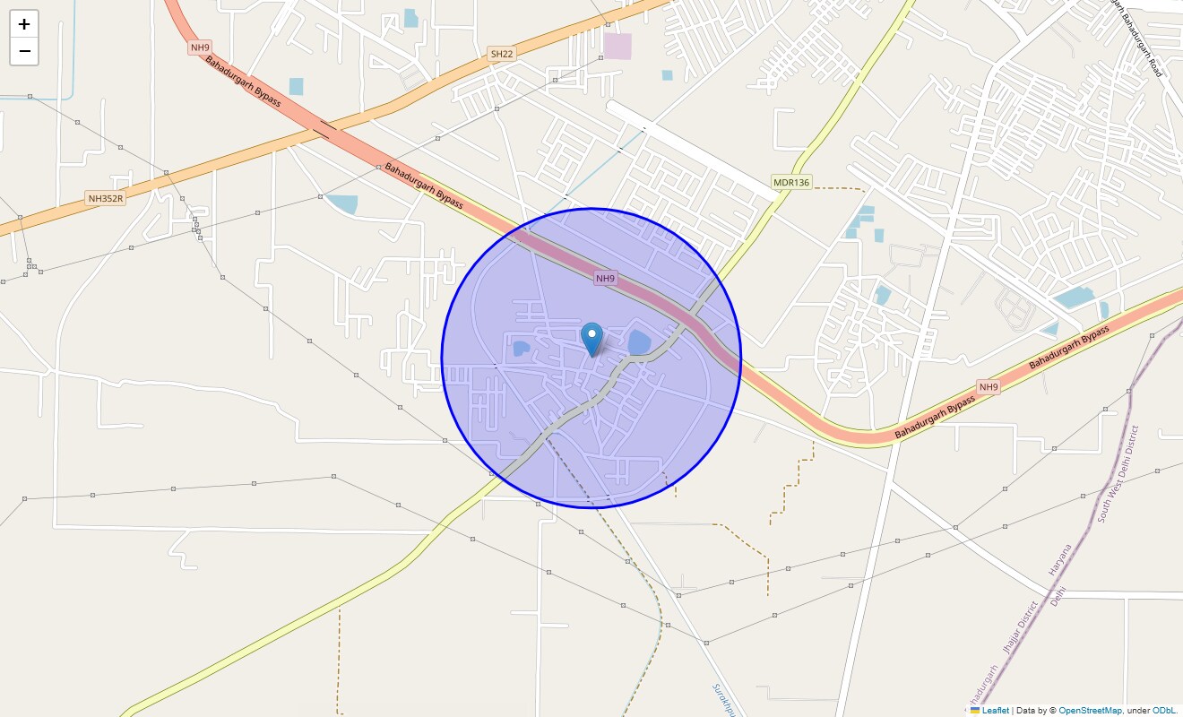 Location Map of Naya Gaon, Bahadurgarh