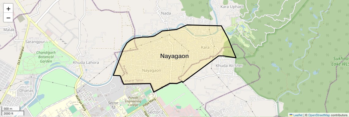 Location Map of Nayagaon, Chandigarh