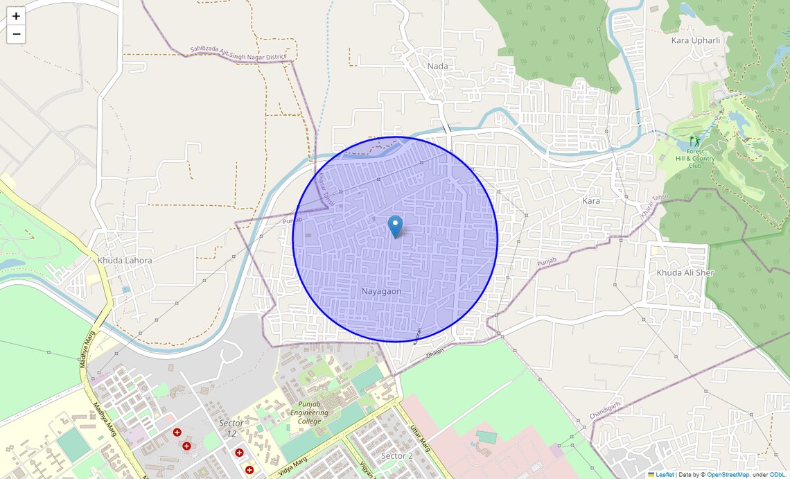 Location Map of Nayagaon, Chandigarh