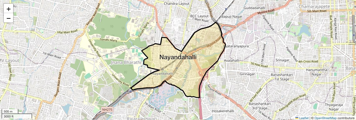 Location Map of Nayandahalli, Bangalore