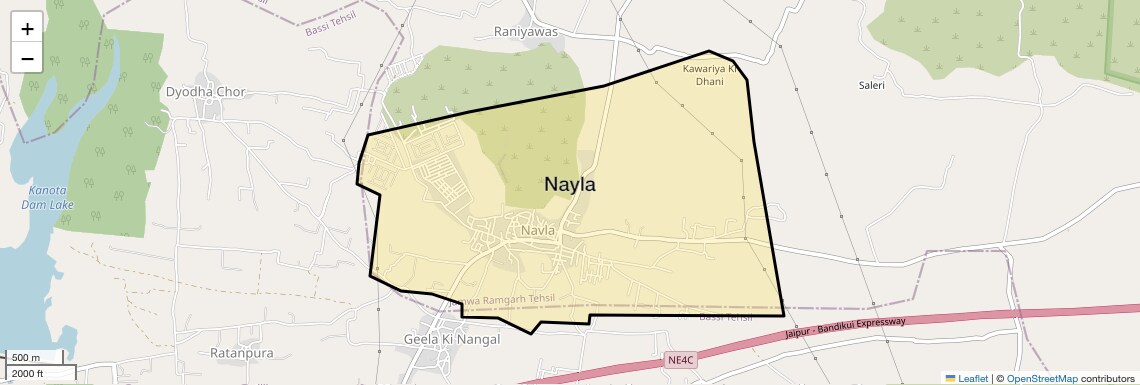 Location Map of Nayla, Jaipur