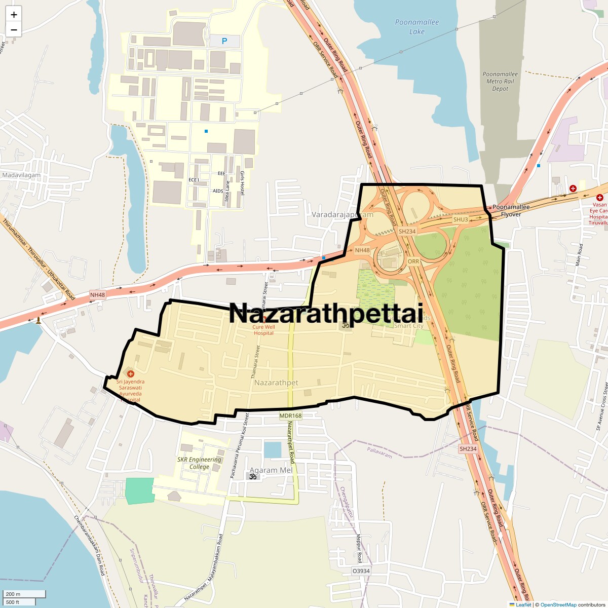 Location Map of Nazarathpettai, Chennai