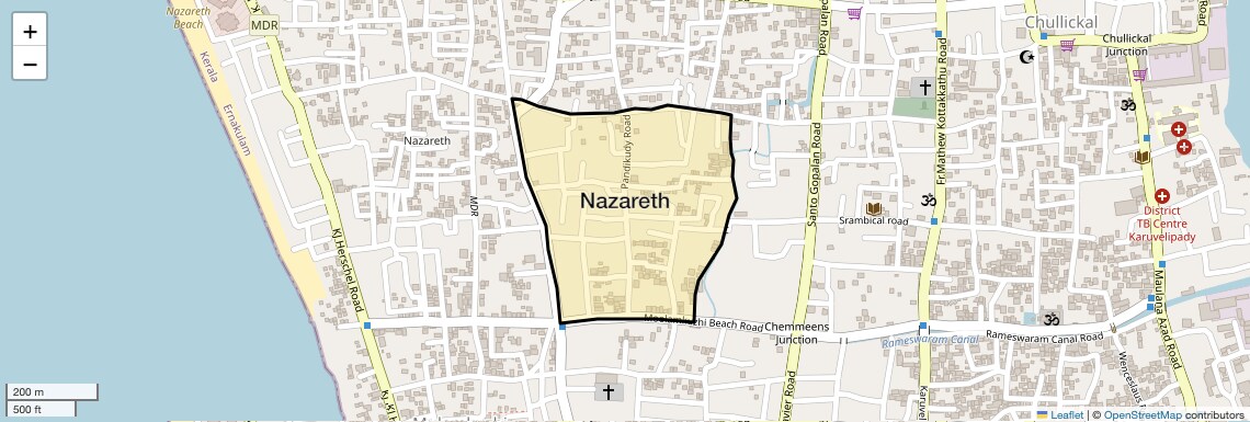 Location Map of Nazareth, Kochi