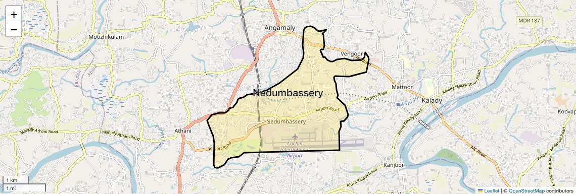 Location Map of Nedumbassery, Kochi