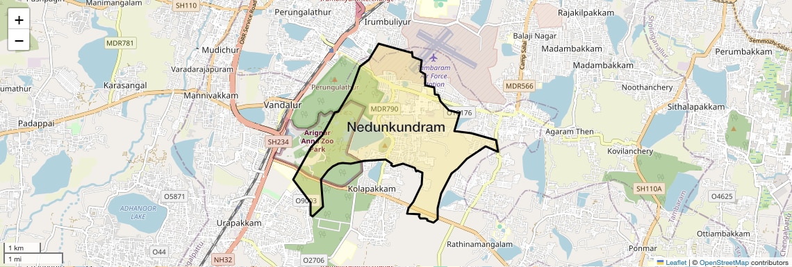 Location Map of Nedunkundram, Chennai