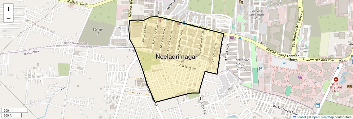 Location Map of Neeladri nagar, Bangalore