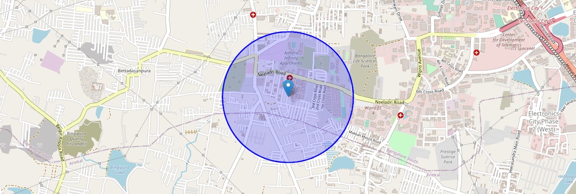 Location Map of Neeladri Nagar, Bangalore