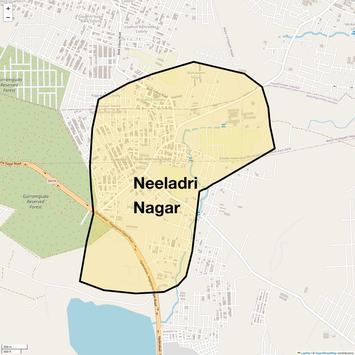 Location Map of Neeladri Nagar, Hyderabad