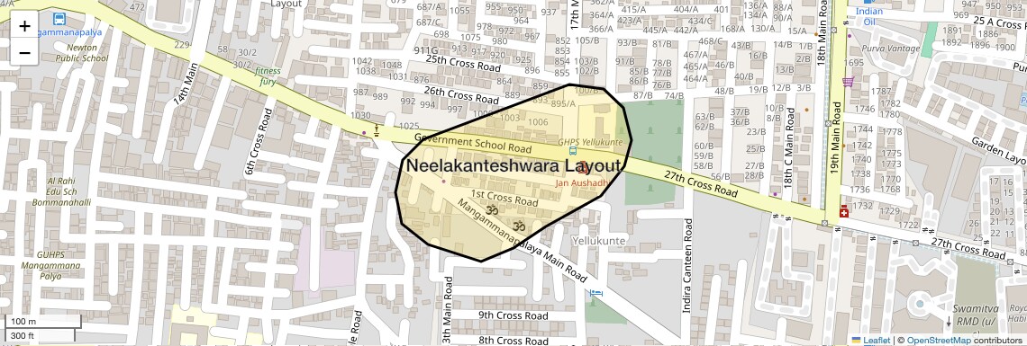 Location Map of Neelakanteshwara Layout, Bangalore