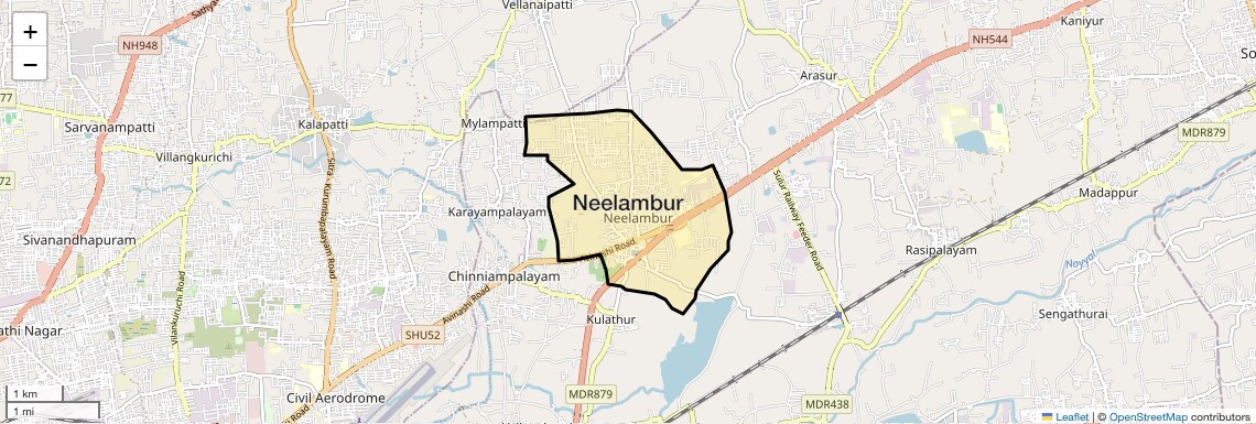Location Map of Neelambur, Coimbatore
