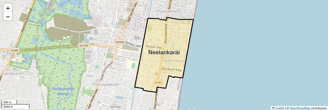 Location Map of Neelankarai, Chennai
