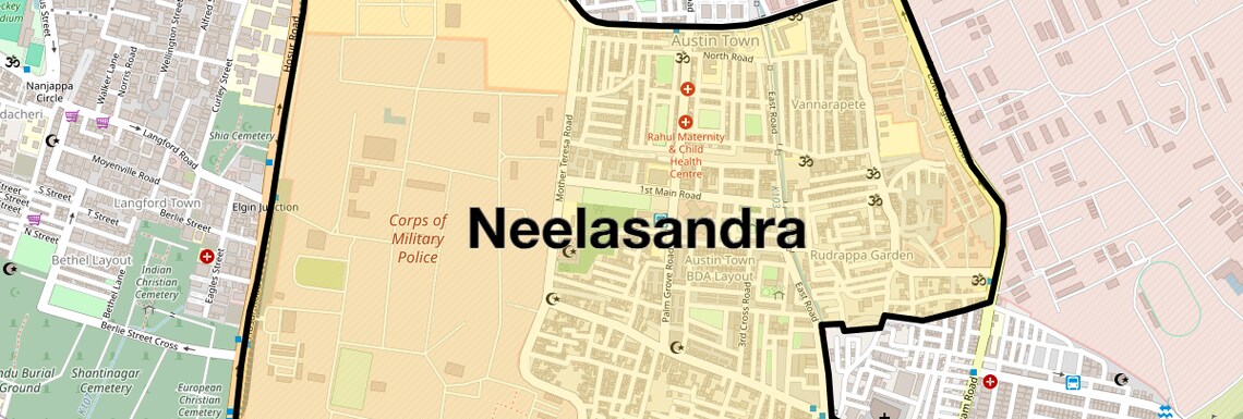 Location Map of Neelasandra, Bangalore