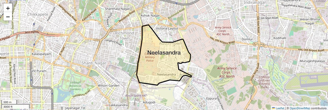 Location Map of Neelasandra, Bangalore