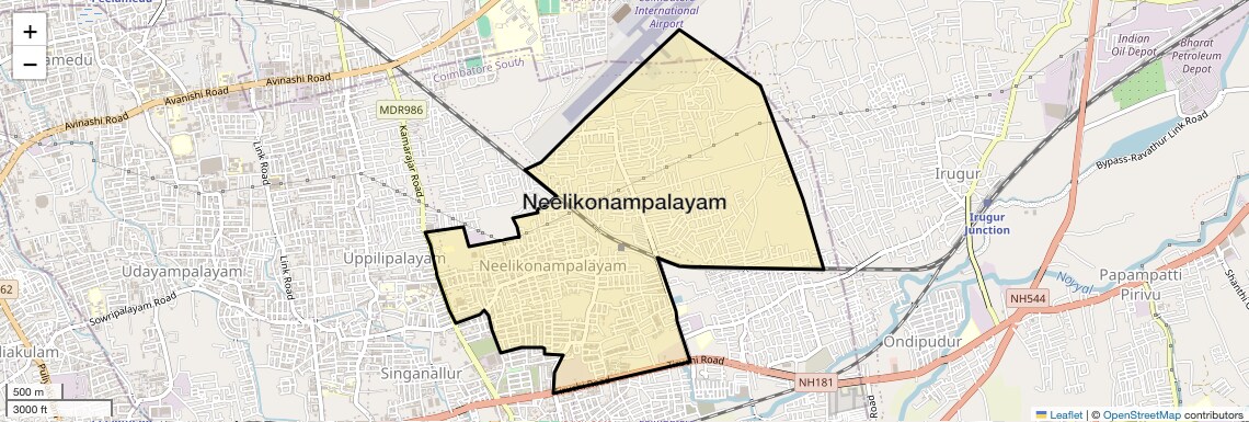 Location Map of Neelikonampalayam, Coimbatore