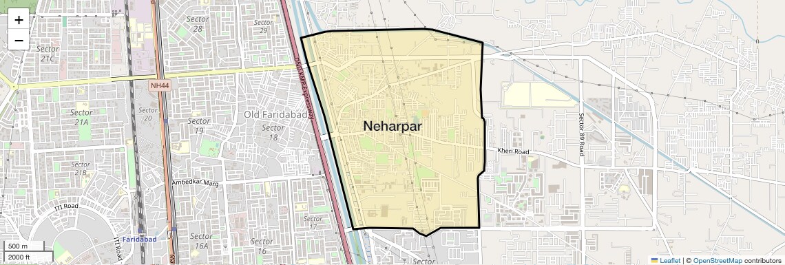 Location Map of Neharpar, Faridabad