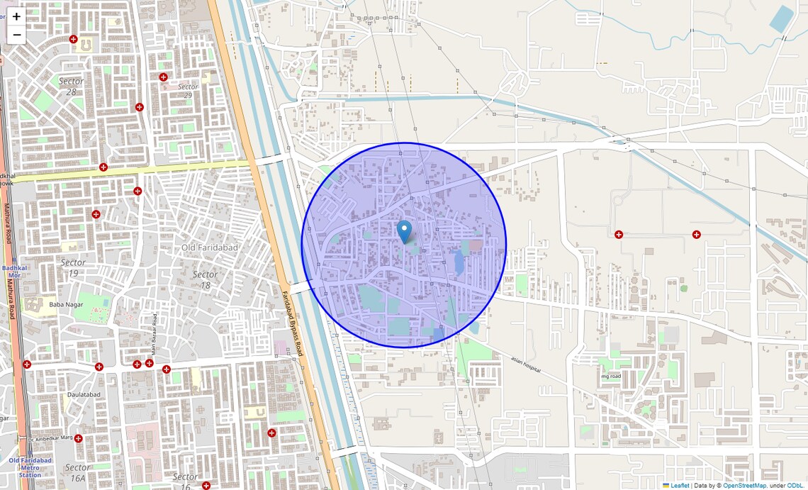 Location Map of Neharpar, Faridabad