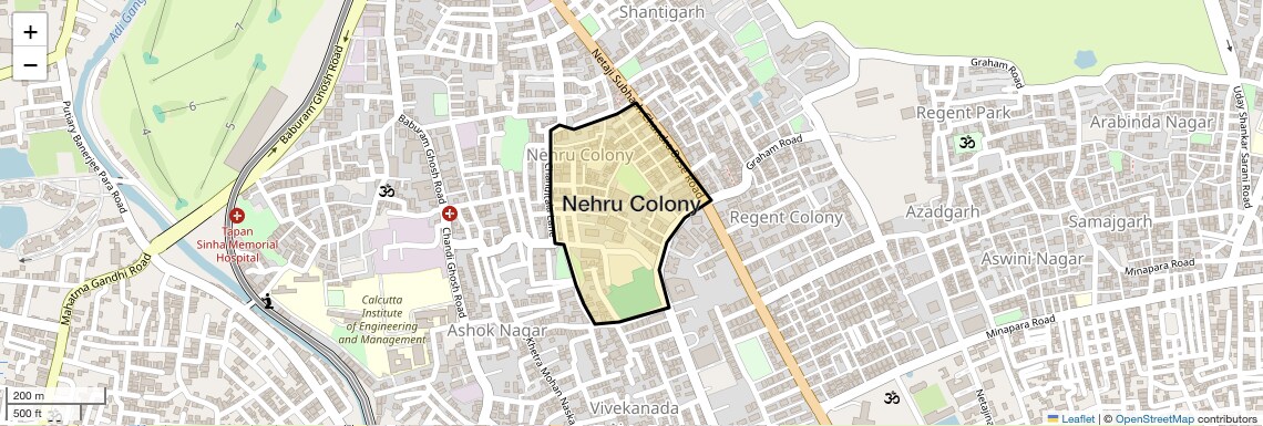 Location Map of Nehru Colony, Kolkata