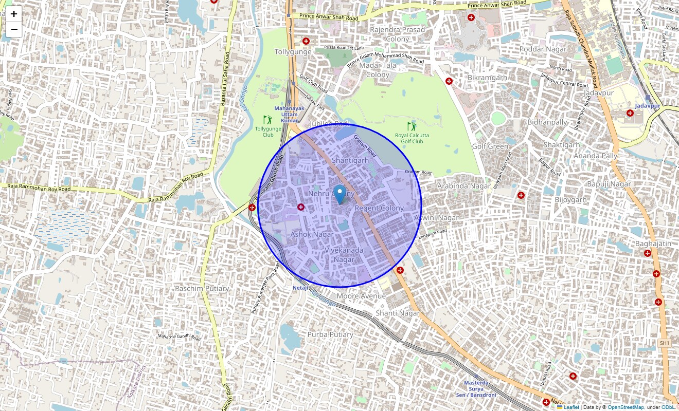 Location Map of Nehru Colony, Kolkata