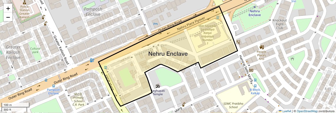 Location Map of Nehru Enclave, Delhi
