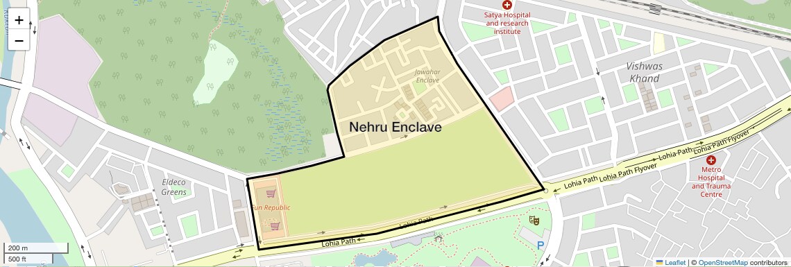 Location Map of Nehru Enclave, Lucknow