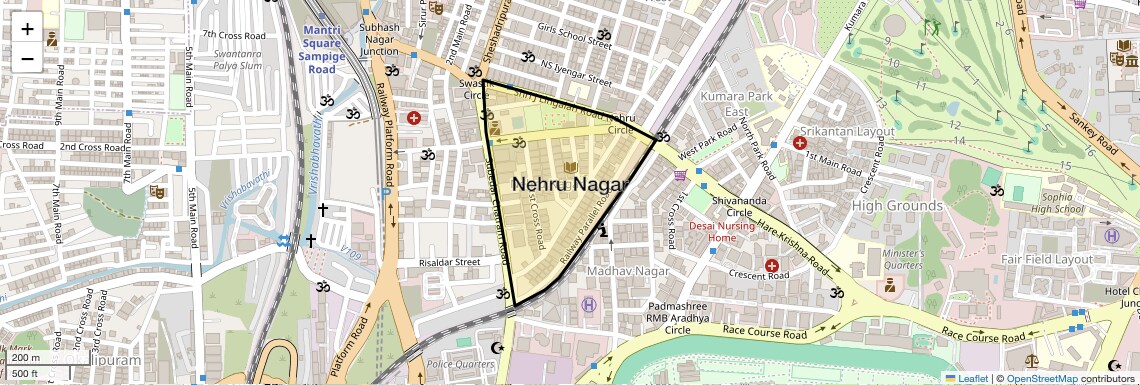 Location Map of Nehru Nagar, Bangalore