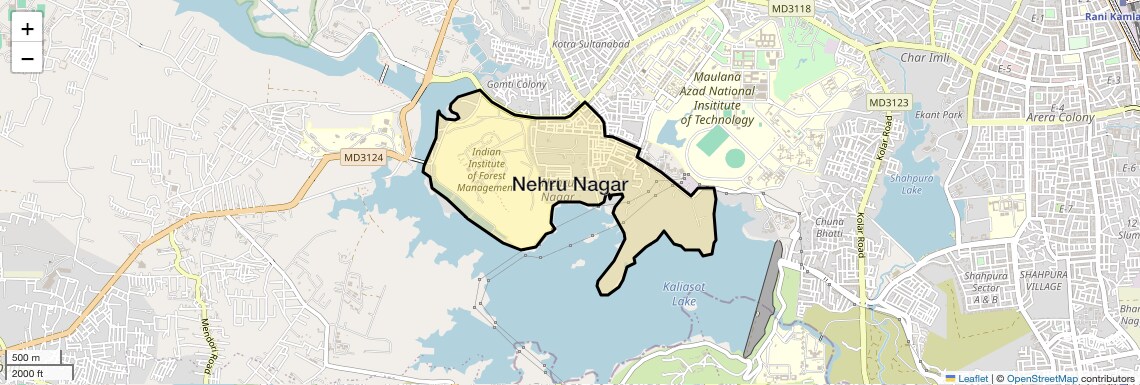Location Map of Nehru Nagar, Bhopal