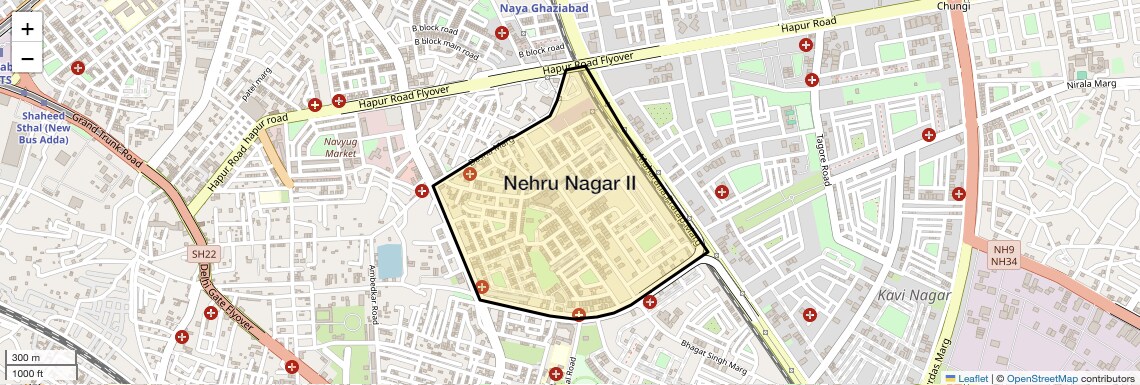 Location Map of Nehru Nagar II, Ghaziabad